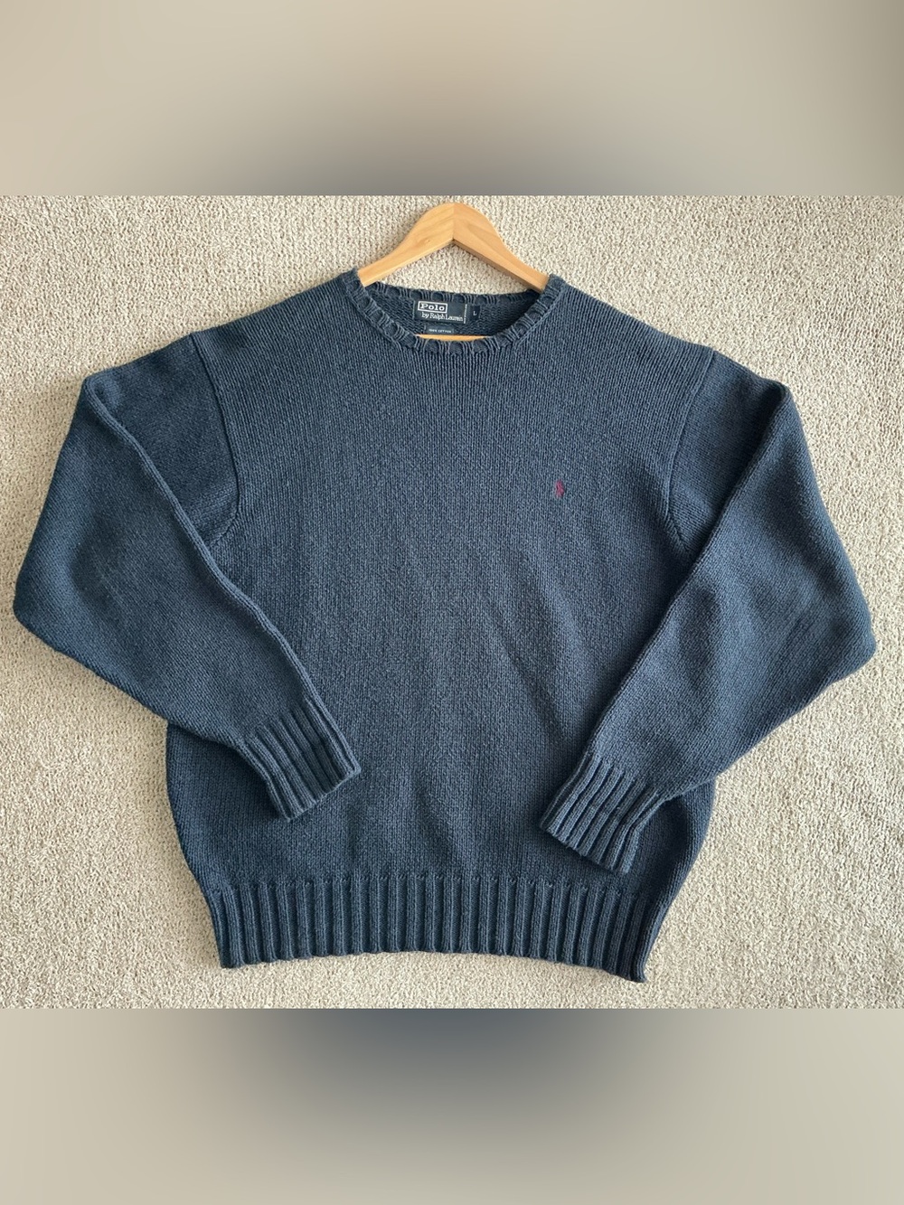 Polo Ralph Lauren 100% Cotton Crewneck Sweater Navy Blue Men’s Size L